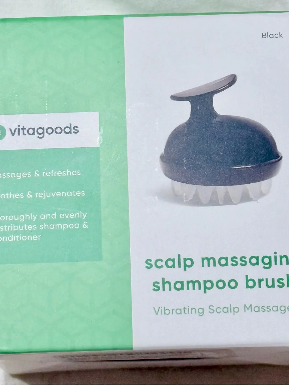 Vitagoods Black Scalp Massaging Shampoo Brush - Gentle Vibrating Cleanse
